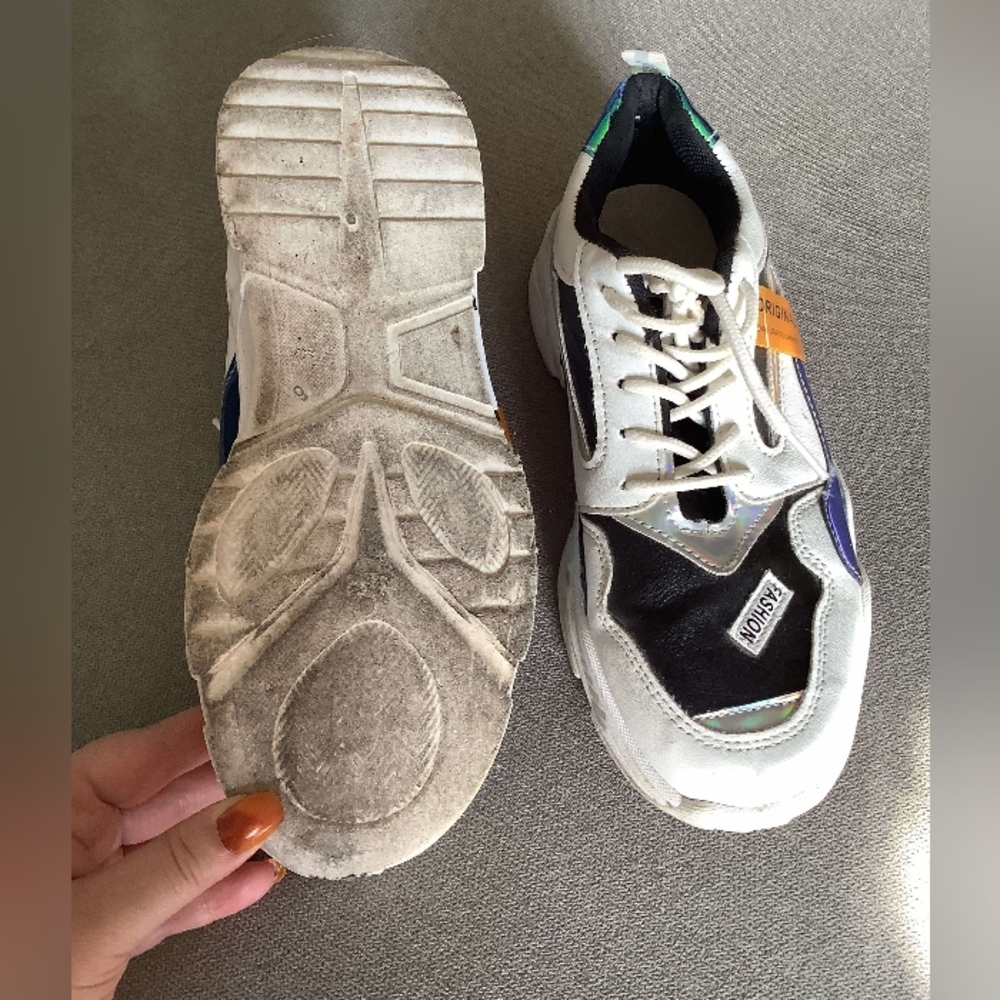 Platform sneakers size 8.5 patchwork - Picture 4 of 4